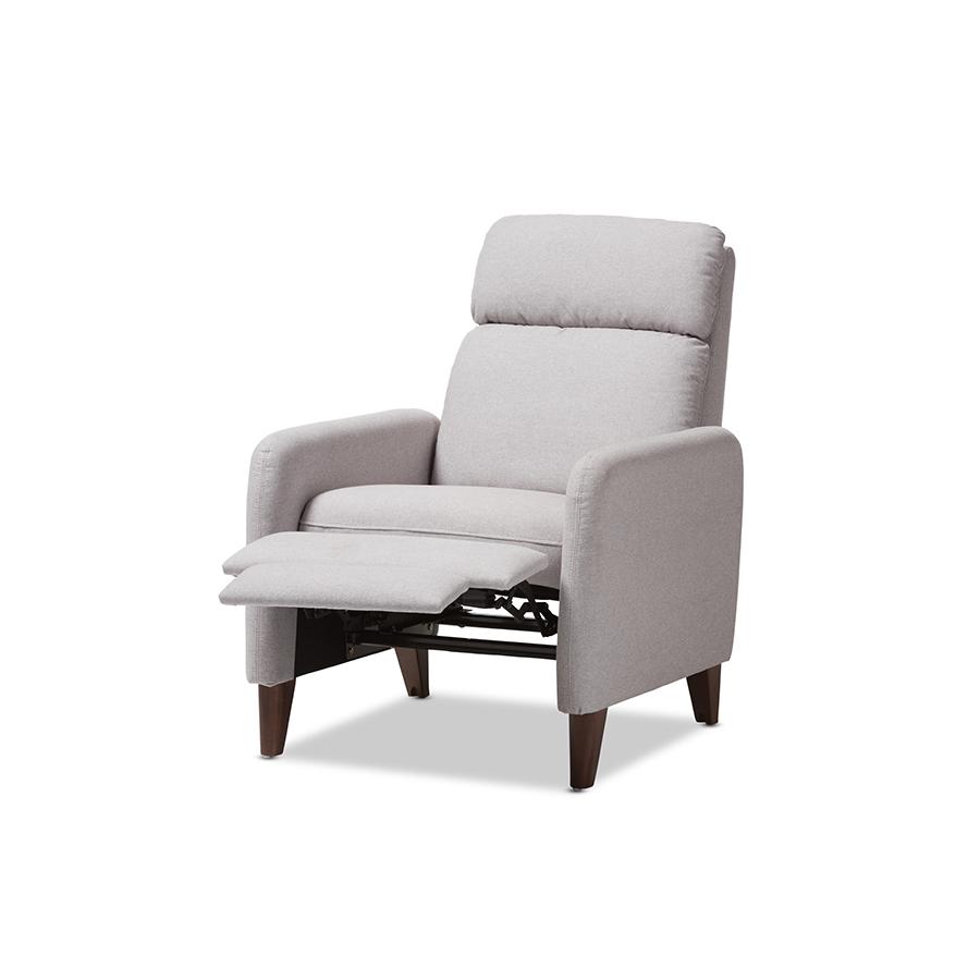Casanova Mid-century Modern Light Grey Fabric Upholstered Lounge Chair. Picture 3