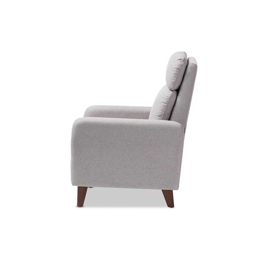 Casanova Mid-century Modern Light Grey Fabric Upholstered Lounge Chair. Picture 6