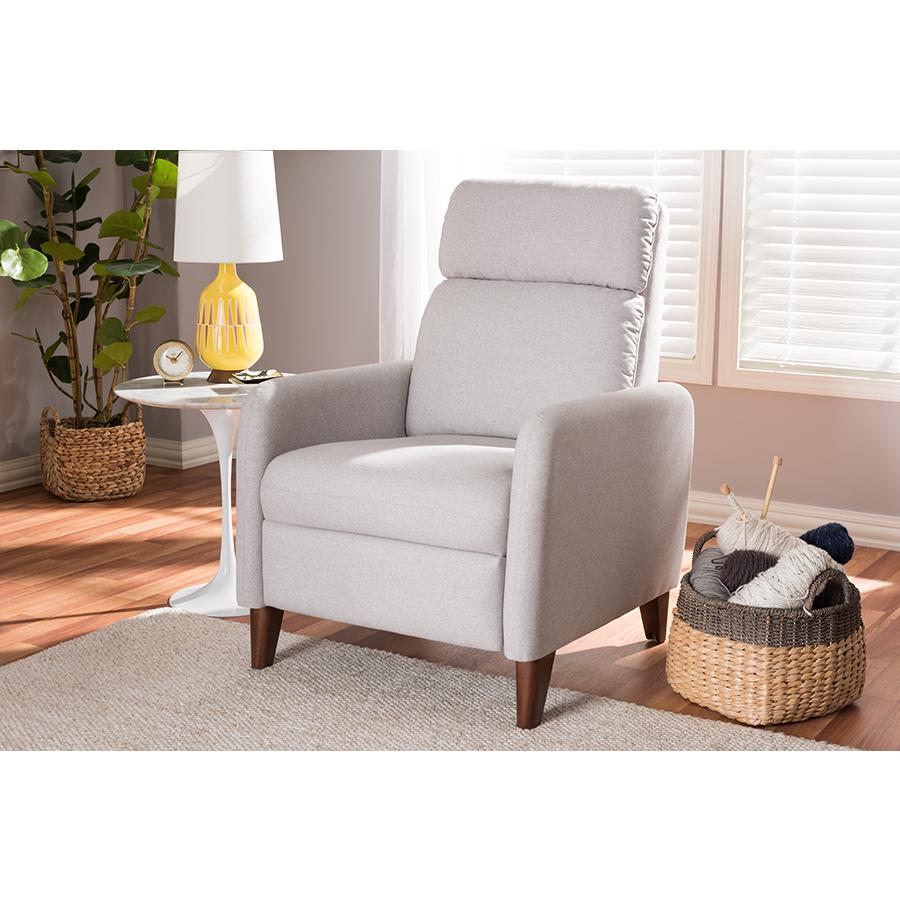 Casanova Mid-century Modern Light Grey Fabric Upholstered Lounge Chair. Picture 9