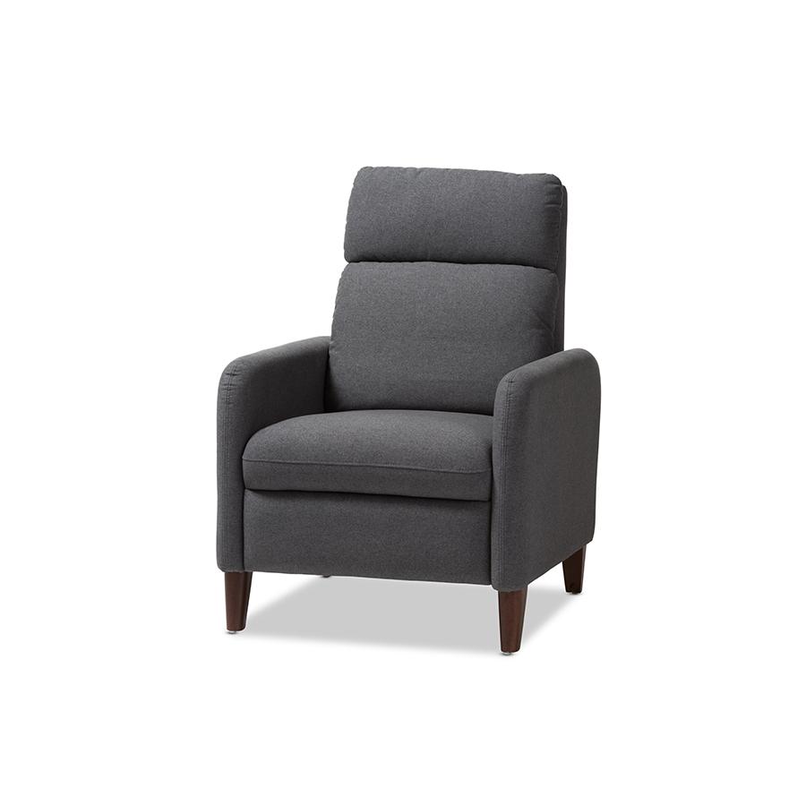 Baxton Studio Casanova Mid-century Modern Grey Fabric Upholstered Lounge Chair. Picture 1