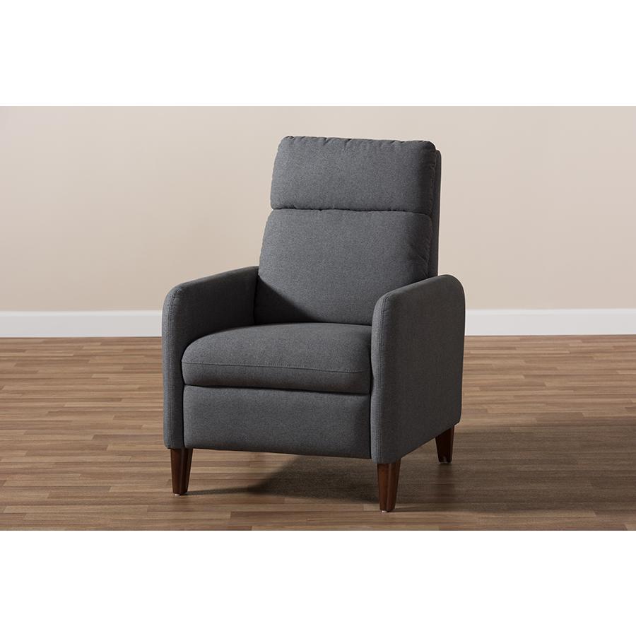 Baxton Studio Casanova Mid-century Modern Grey Fabric Upholstered Lounge Chair. Picture 10