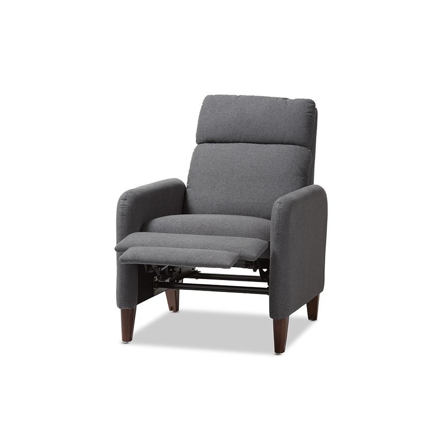 Baxton Studio Casanova Mid-century Modern Grey Fabric Upholstered Lounge Chair. Picture 2