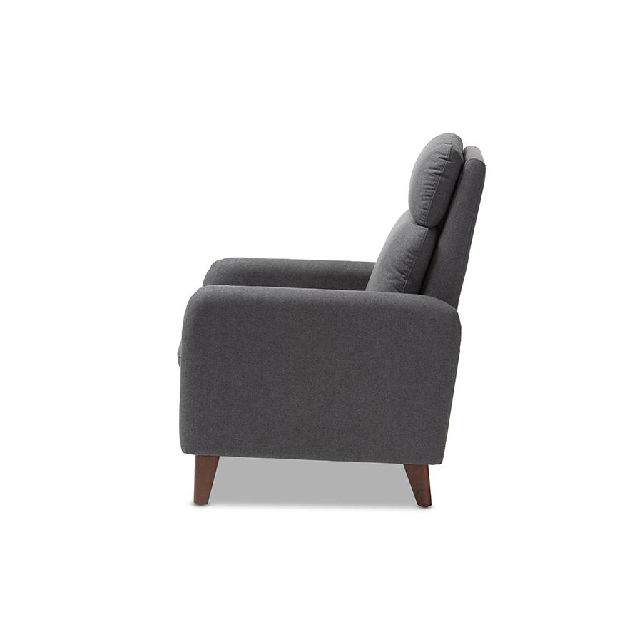 Baxton Studio Casanova Mid-century Modern Grey Fabric Upholstered Lounge Chair. Picture 5