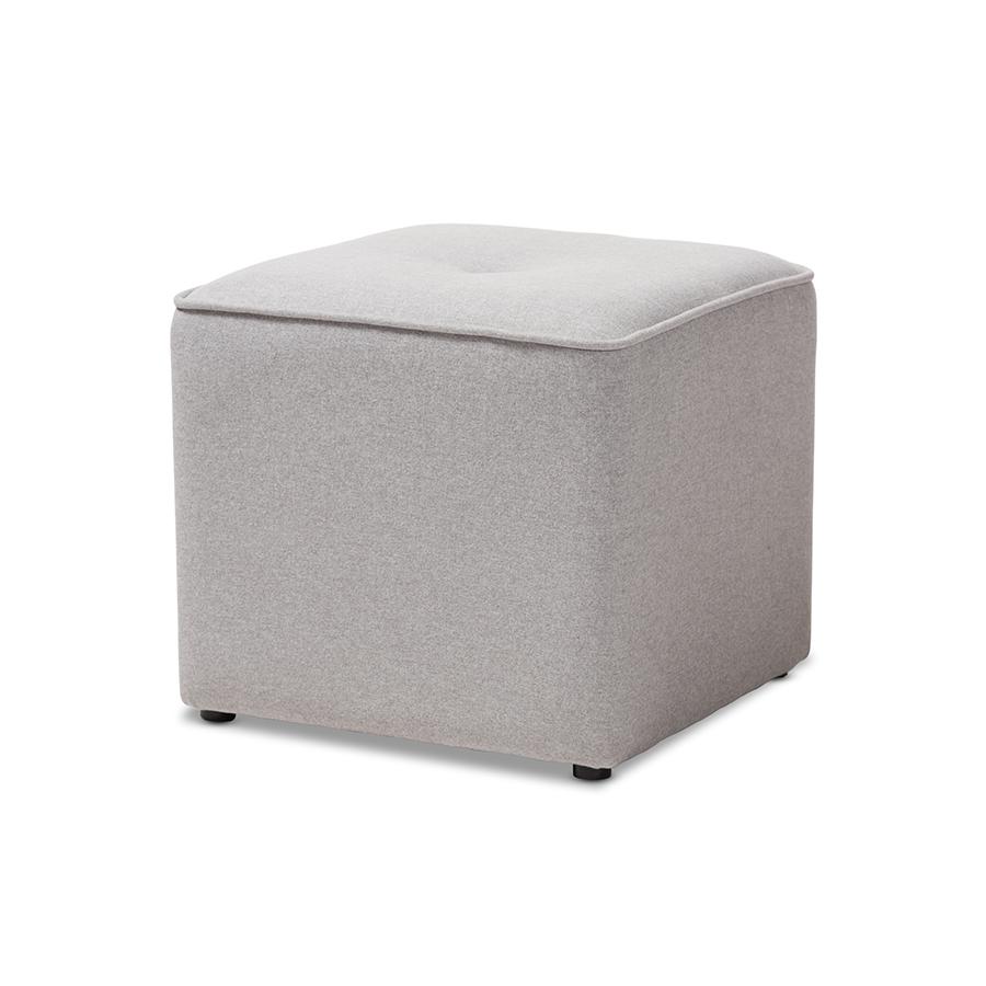 Corinne Modern and Contemporary Light Grey Fabric Upholstered Ottoman. Picture 1