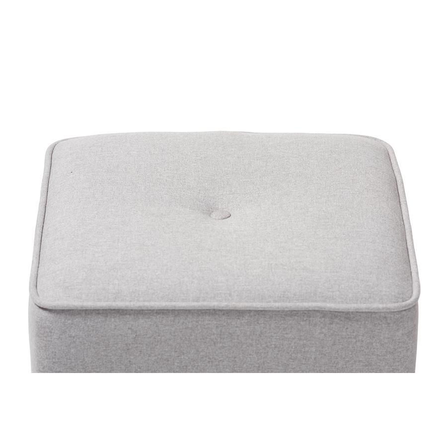 Corinne Modern and Contemporary Light Grey Fabric Upholstered Ottoman. Picture 3
