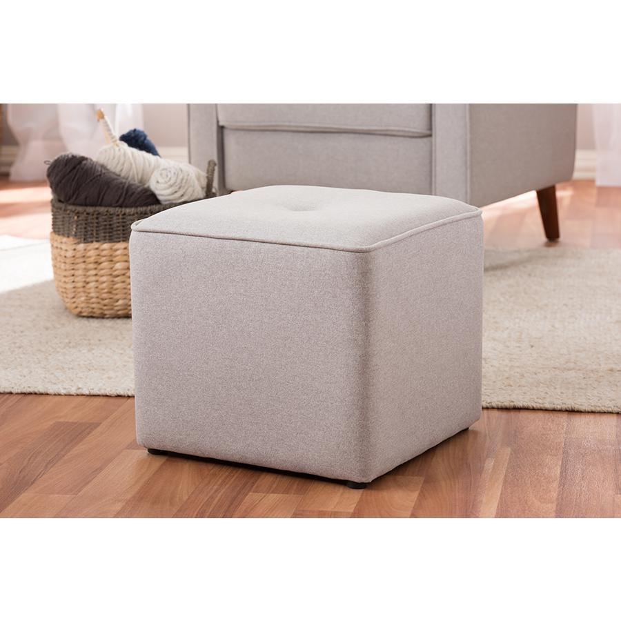 Corinne Modern and Contemporary Light Grey Fabric Upholstered Ottoman. Picture 2
