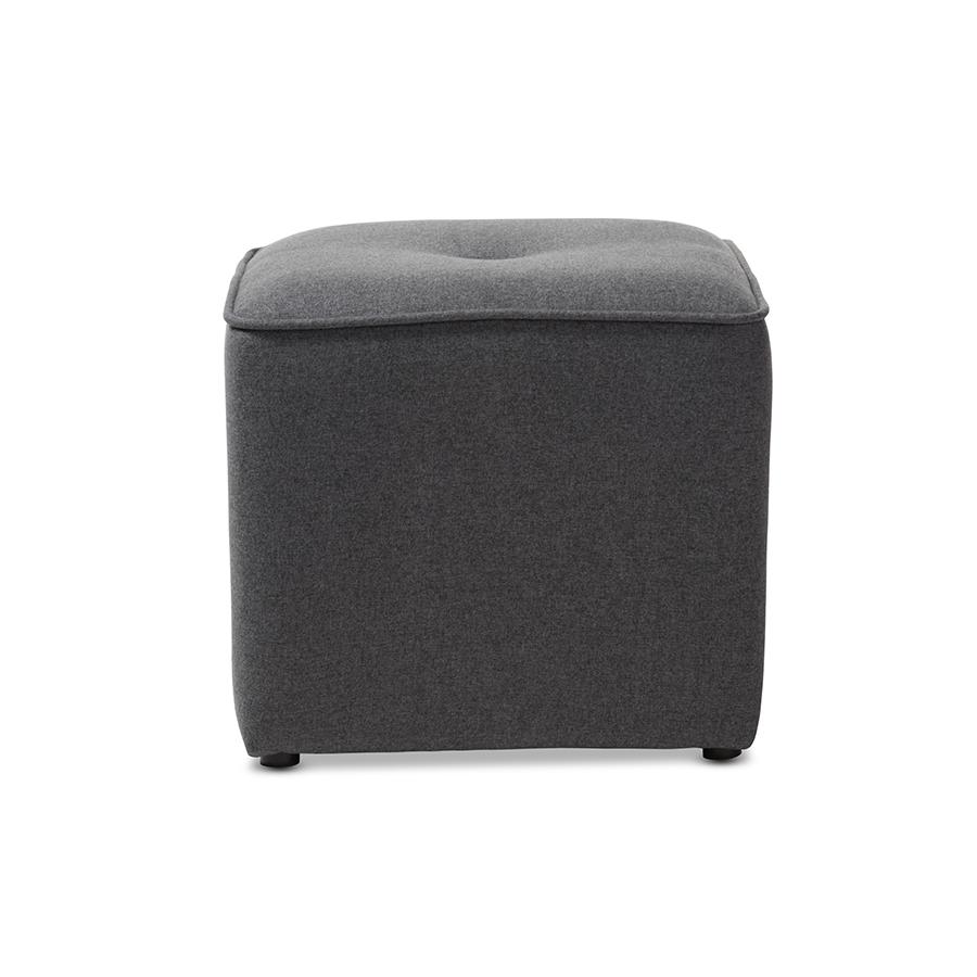 Corinne Modern and Contemporary Dark Grey Fabric Upholstered Ottoman. Picture 3
