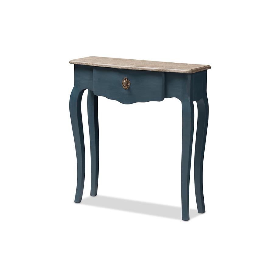 Baxton Studio Mazarine Classic and Provincial Blue Spruce Finished Console Table. Picture 1