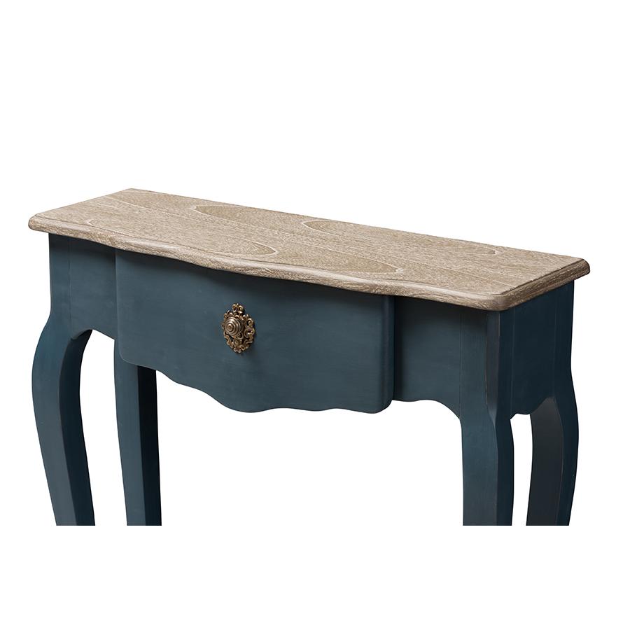 Baxton Studio Mazarine Classic and Provincial Blue Spruce Finished Console Table. Picture 6