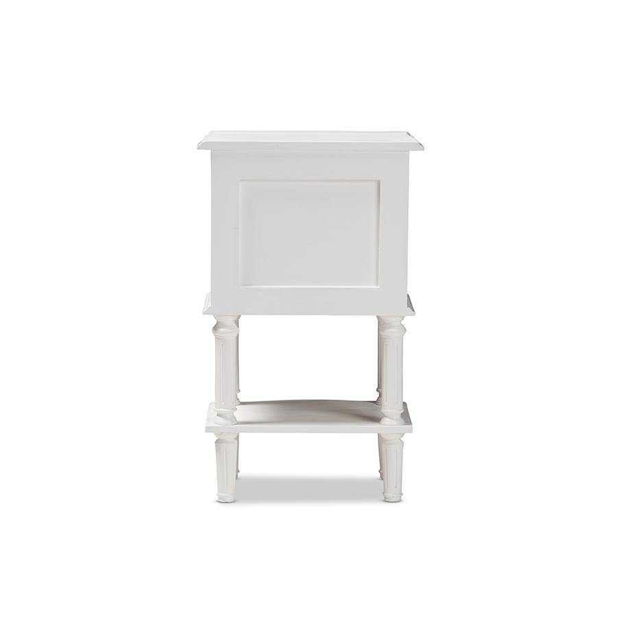 Audrey Country Cottage Farmhouse White Finished 2-Drawer Nightstand. Picture 5
