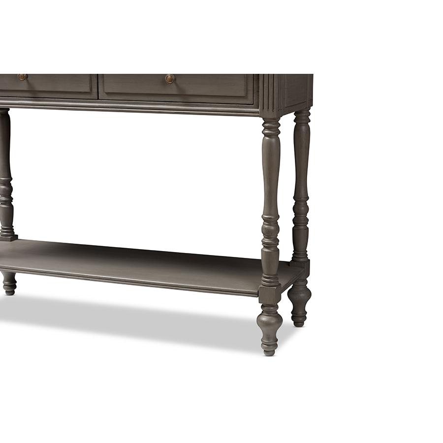 Noemie Country Cottage Farmhouse Brown Finished 2-Drawer Console Table. Picture 7