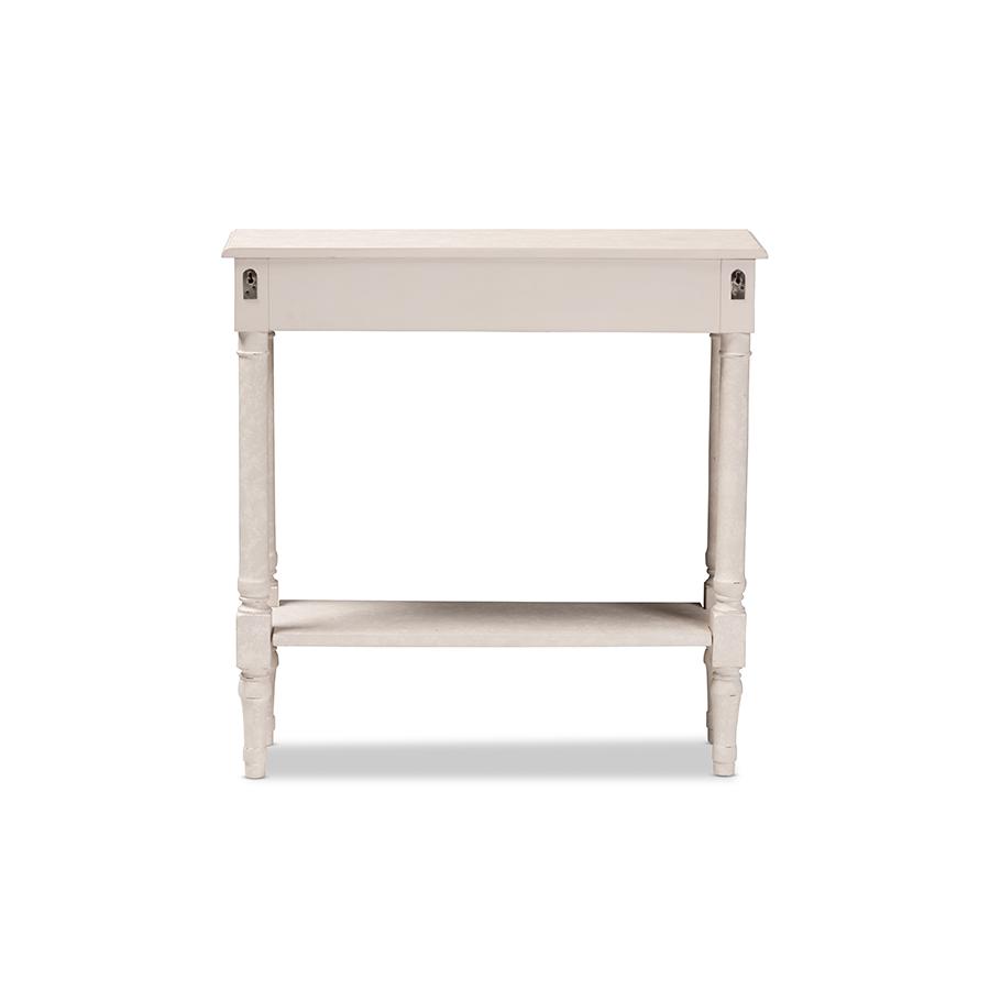 Ariella Country Cottage Farmhouse Whitewashed 1-Drawer Console Table. Picture 6