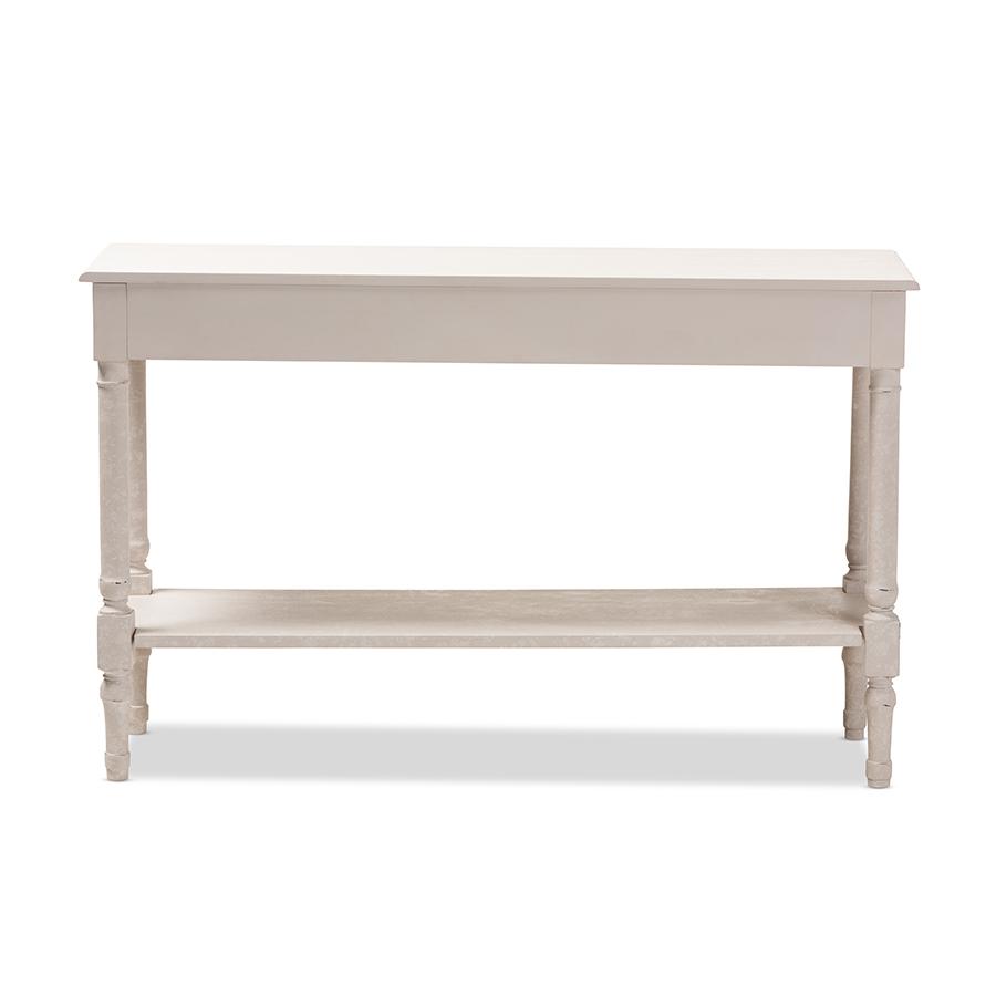 Ariella Country Cottage Farmhouse Whitewashed 1-Drawer Console Table. Picture 6