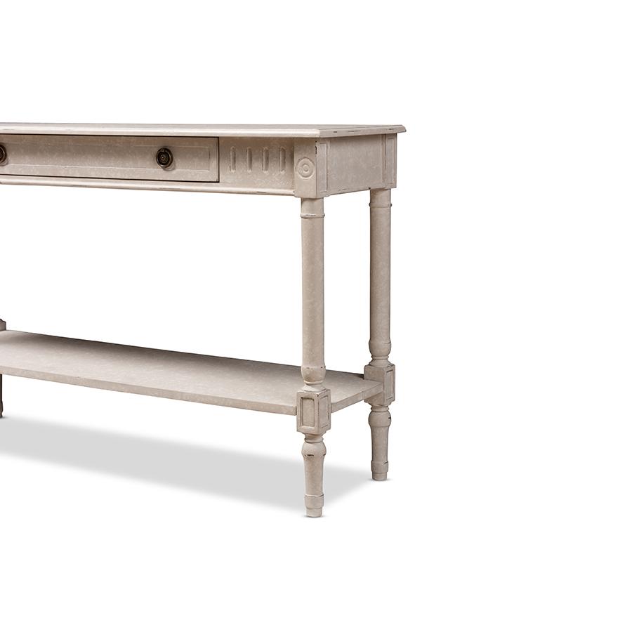 Ariella Country Cottage Farmhouse Whitewashed 1-Drawer Console Table. Picture 8