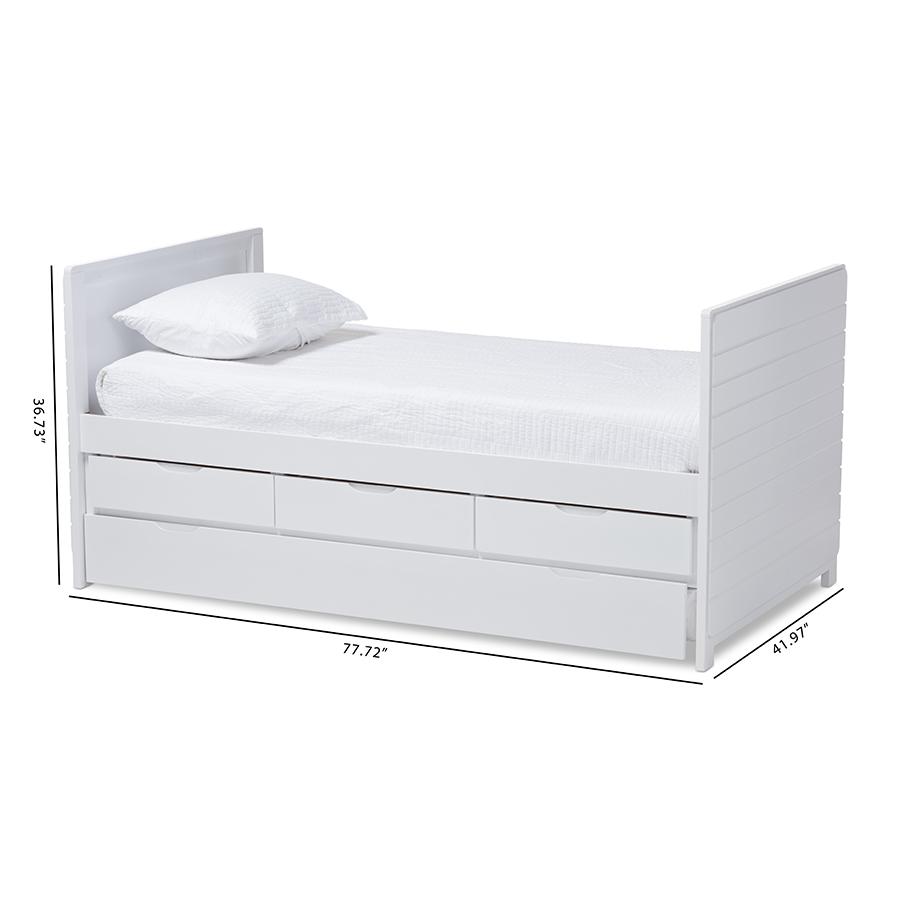 Linna Modern and Contemporary White-Finished Daybed with Trundle. Picture 11