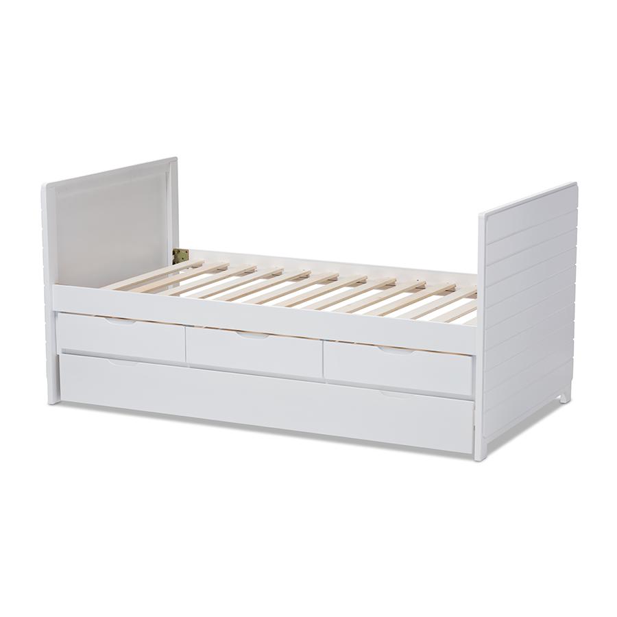 Linna Modern and Contemporary White-Finished Daybed with Trundle. Picture 4