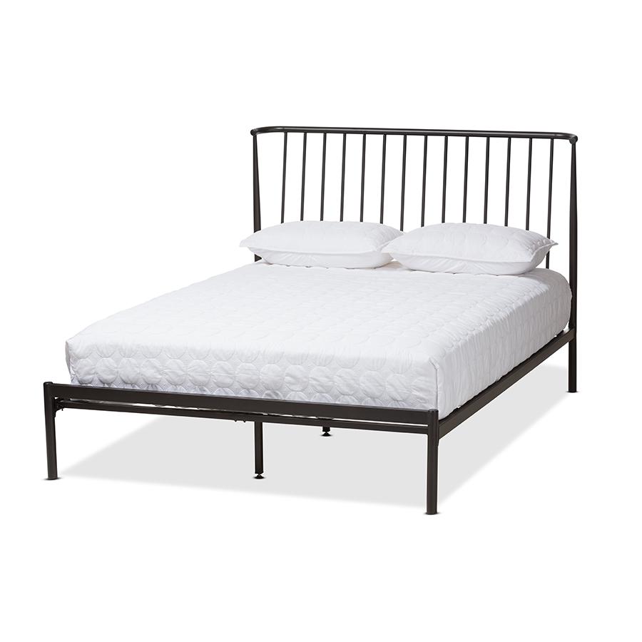 Baxton Studio Sabine Modern and Contemporary Black Finished Metal Queen Size Platform Bed. Picture 1