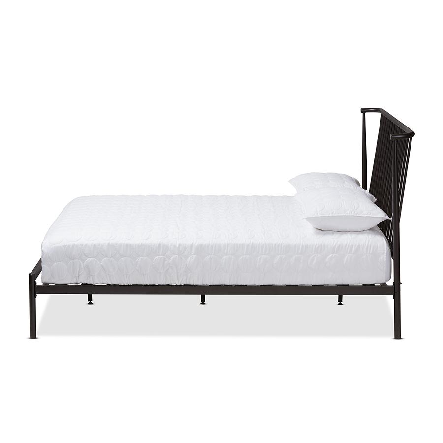 Baxton Studio Sabine Modern and Contemporary Black Finished Metal Queen Size Platform Bed. Picture 2