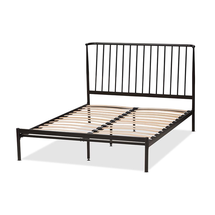 Baxton Studio Sabine Modern and Contemporary Black Finished Metal Queen Size Platform Bed. Picture 3