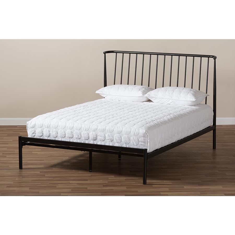Baxton Studio Sabine Modern and Contemporary Black Finished Metal Queen Size Platform Bed. Picture 7
