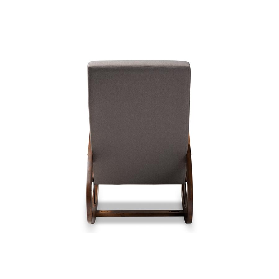 Baxton Studio Kaira Modern and Contemporary Gray Fabric Upholstered and Walnut-Finished Wood Rocking Chair. Picture 5