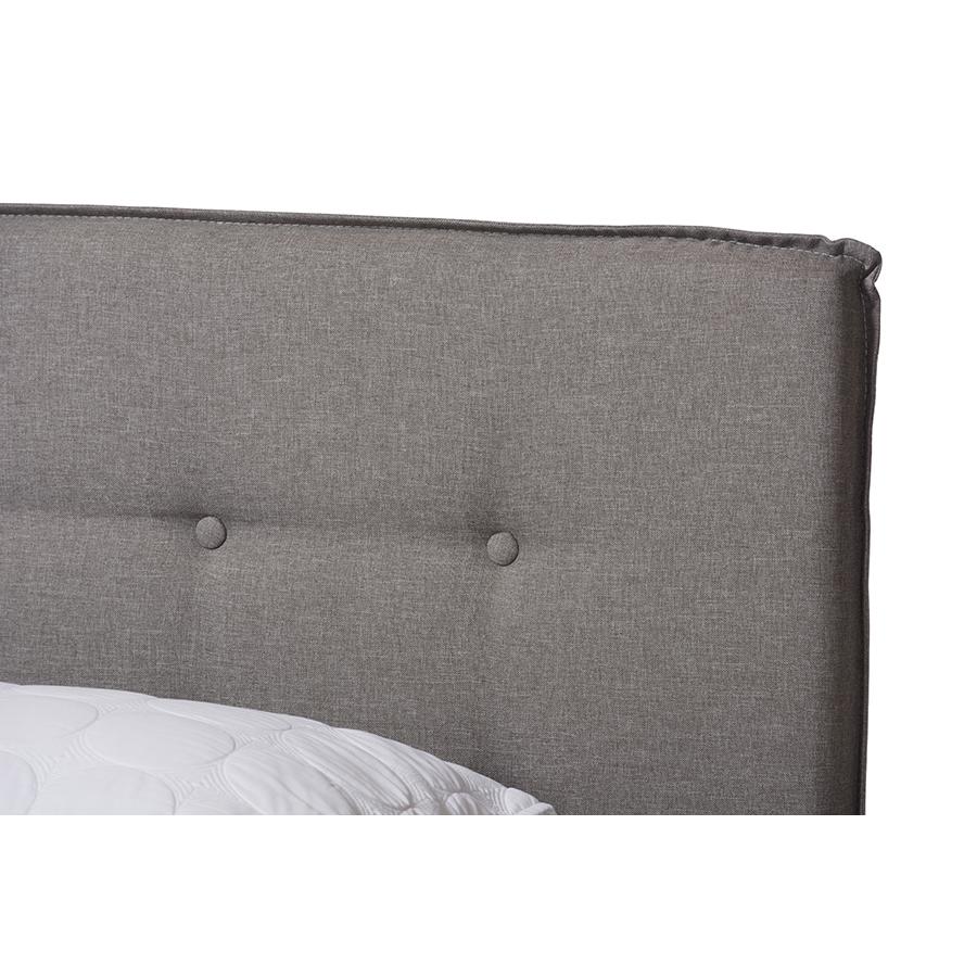Audrey Modern and Contemporary Light Grey Fabric Upholstered Full Size Bed. Picture 4