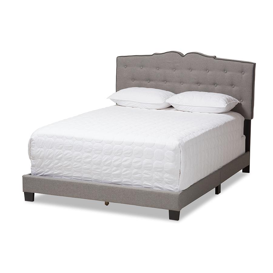 Vivienne Modern and Contemporary Light Grey Fabric Upholstered Full Size Bed. Picture 1