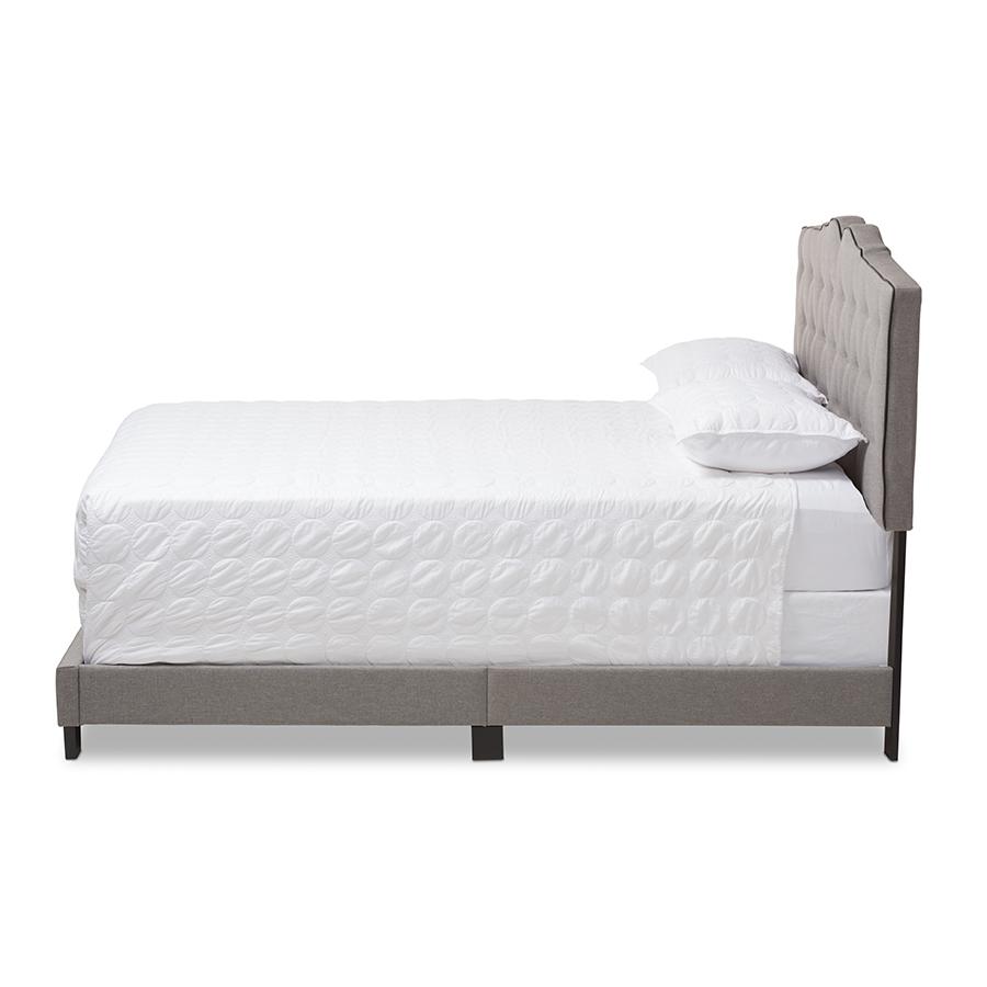 Vivienne Modern and Contemporary Light Grey Fabric Upholstered Full Size Bed. Picture 2