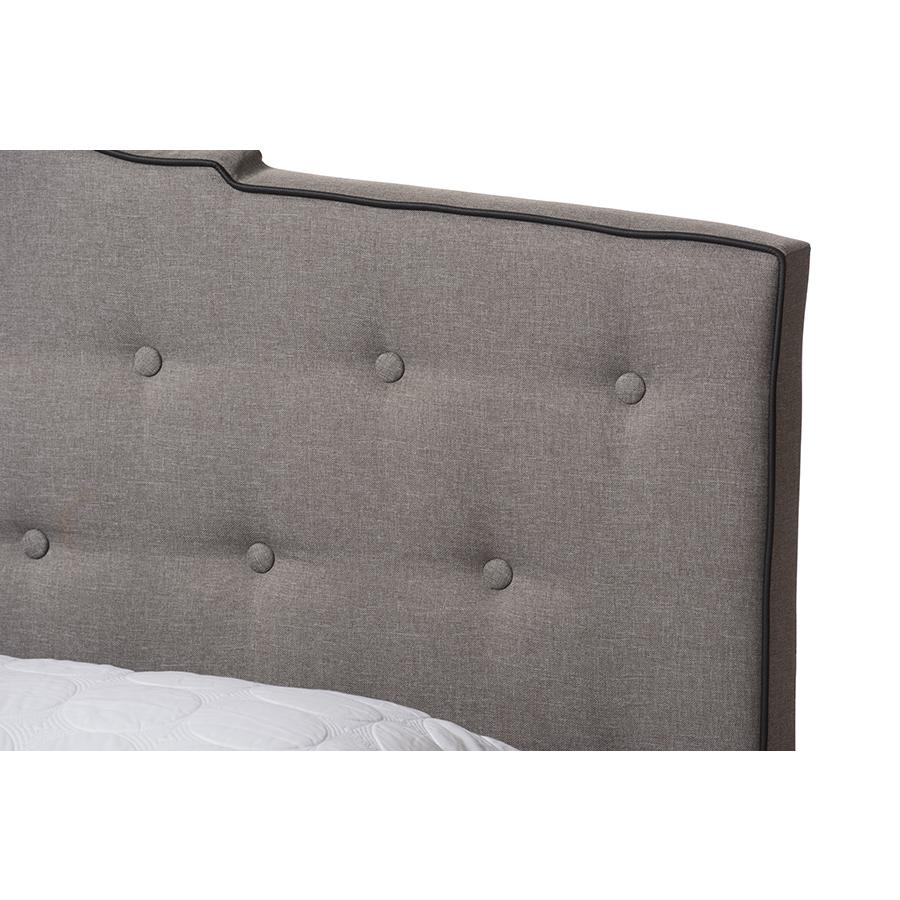 Vivienne Modern and Contemporary Light Grey Fabric Upholstered Queen Size Bed. Picture 4