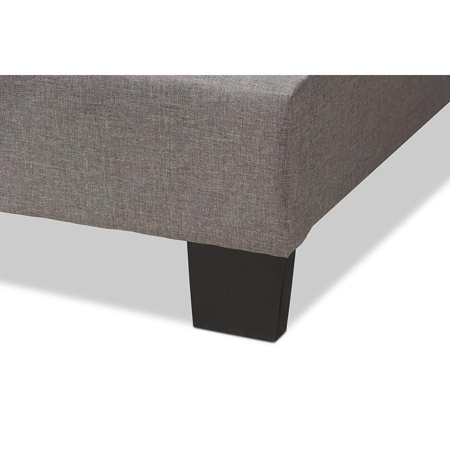Vivienne Modern and Contemporary Light Grey Fabric Upholstered Queen Size Bed. Picture 5