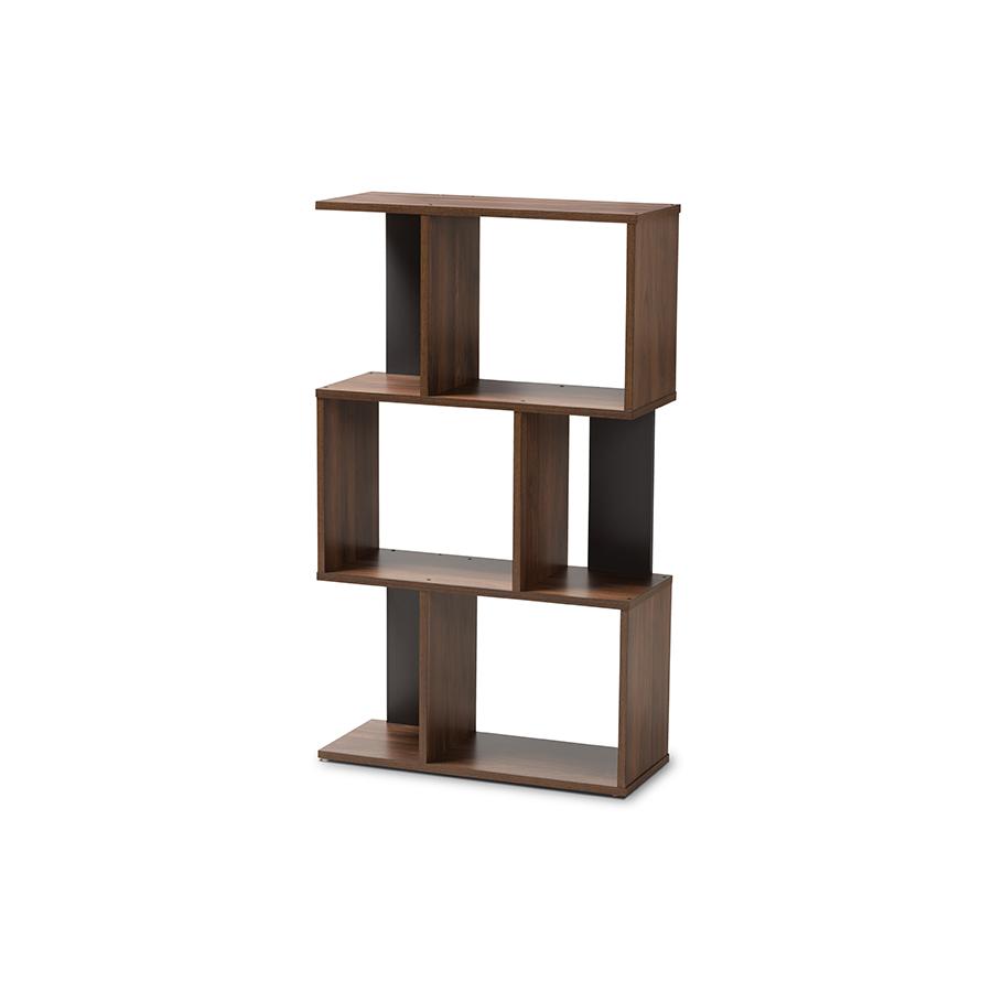 Legende Modern and Contemporary Brown and Dark Grey Finished Display Bookcase. Picture 1