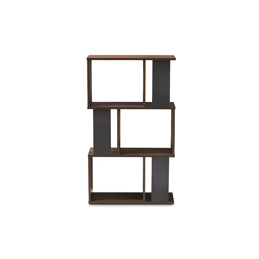 Legende Modern and Contemporary Brown and Dark Grey Finished Display Bookcase. Picture 5