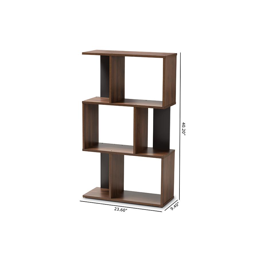 Legende Modern and Contemporary Brown and Dark Grey Finished Display Bookcase. Picture 7