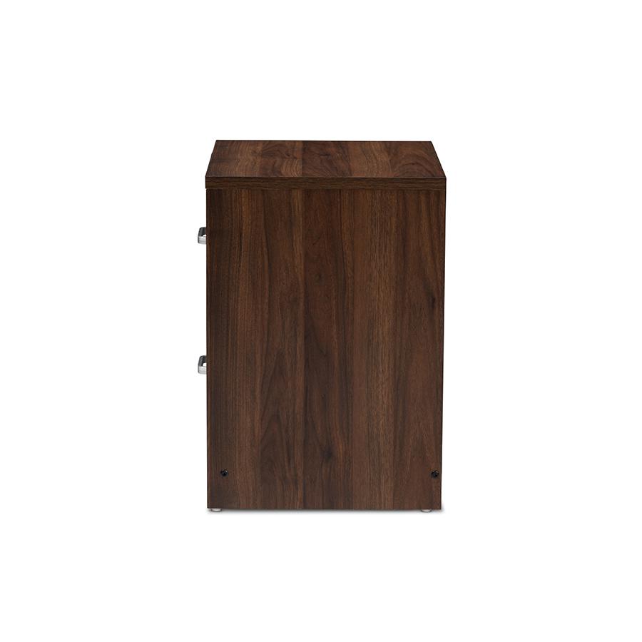 Hansel Modern and Contemporary 2-Drawer Dark Brown and Dark Grey Finished Nightstand. Picture 5