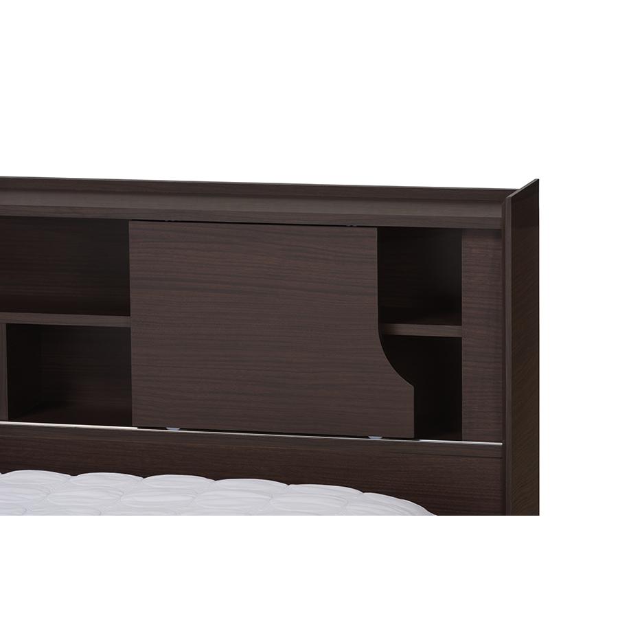 Larsine Modern and Contemporary Brown Finished Queen Size Platform Storage Bed. Picture 5