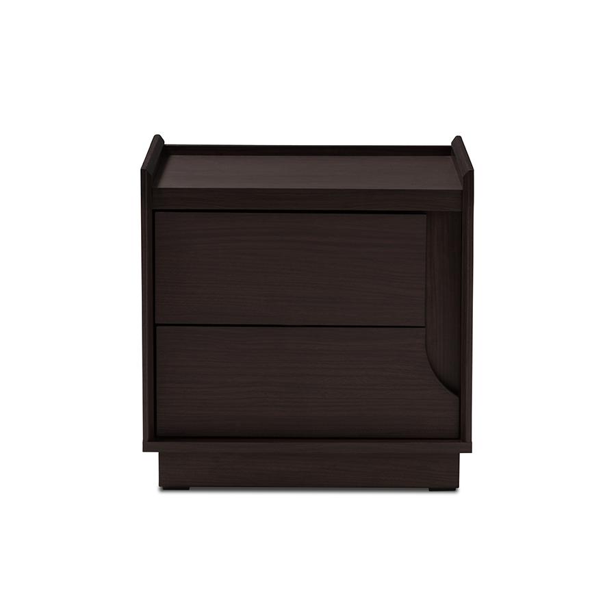 Larsine Modern and Contemporary Brown Finished 2-Drawer Nightstand. Picture 1
