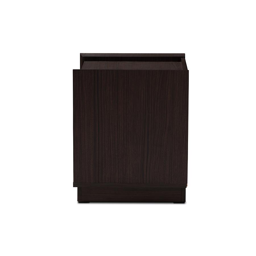 Baxton Studio Larsine Modern and Contemporary Brown Finished 2-Drawer Nightstand. Picture 4