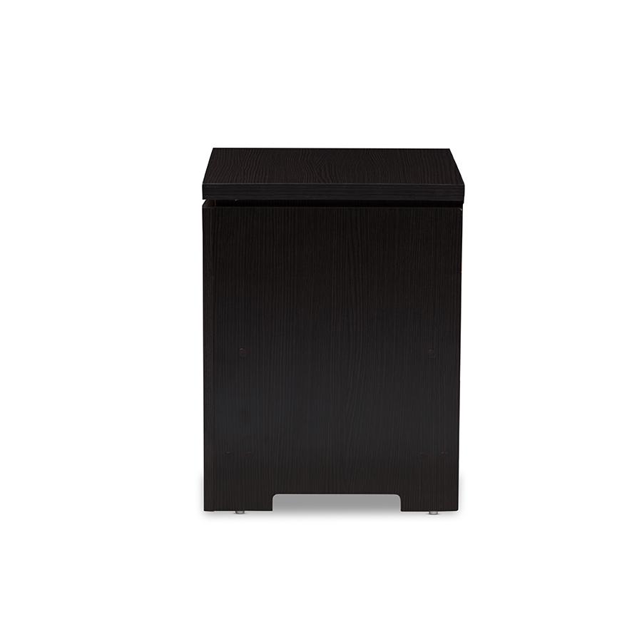 Bienna Modern and Contemporary Wenge Brown Finished 1-Drawer Nightstand. Picture 4