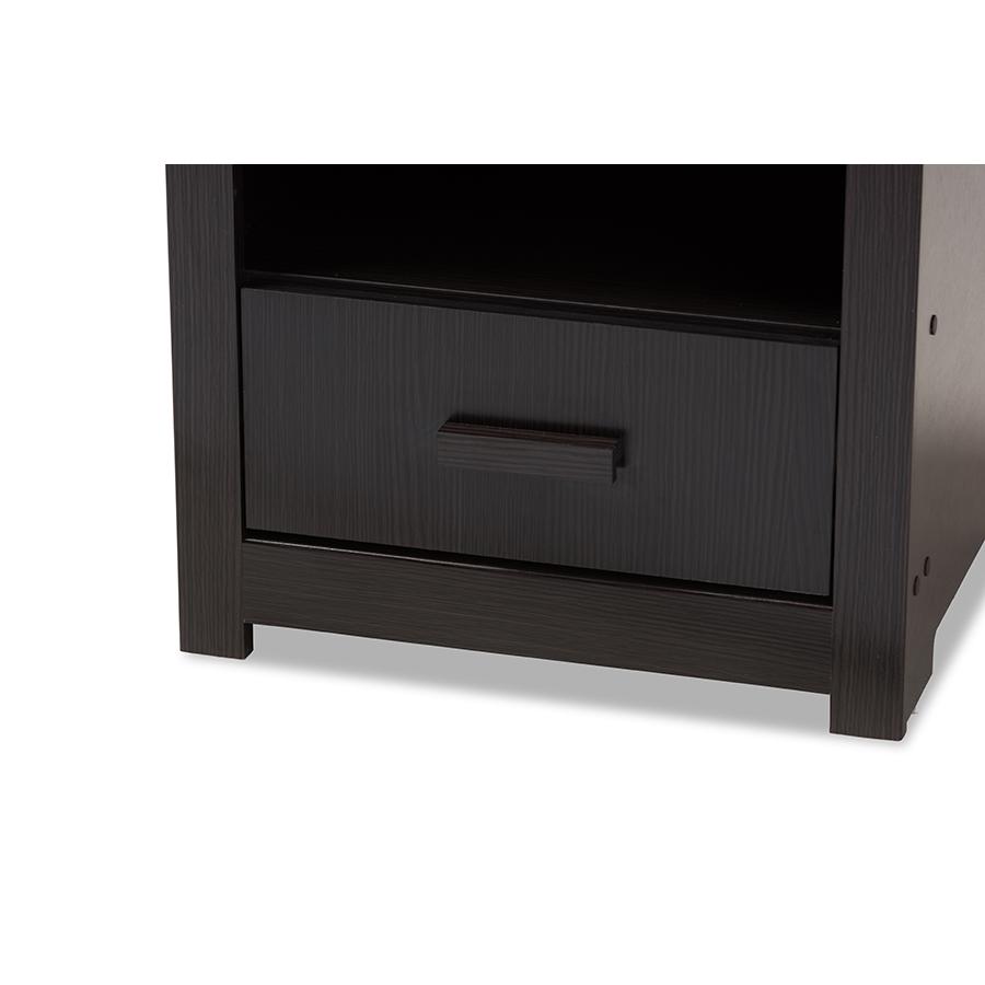 Bienna Modern and Contemporary Wenge Brown Finished 1-Drawer Nightstand. Picture 5