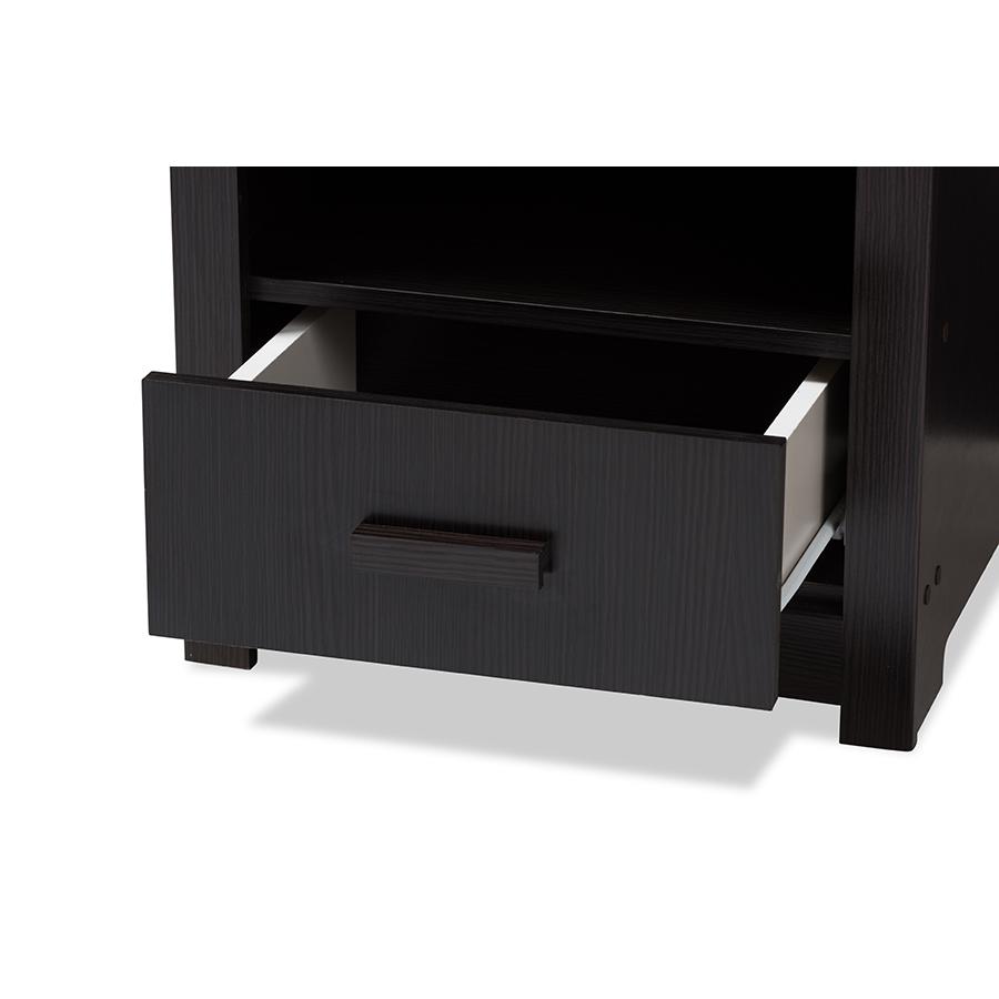 Bienna Modern and Contemporary Wenge Brown Finished 1-Drawer Nightstand. Picture 6