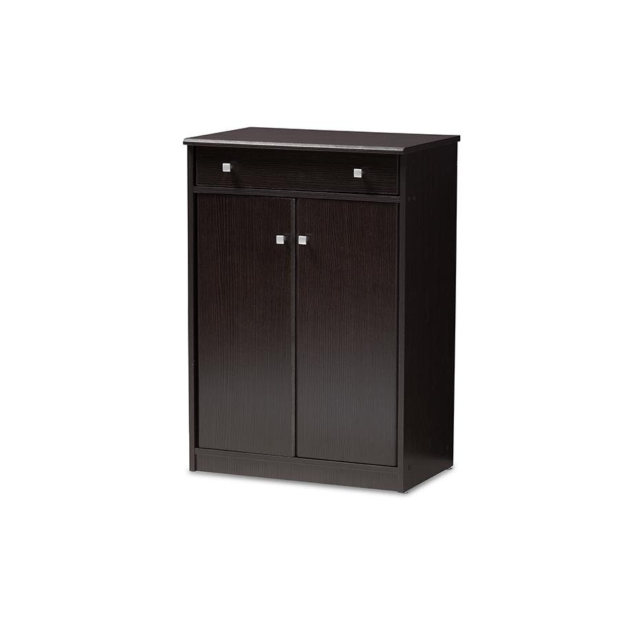 Baxton Studio Dariell Modern and Contemporary Wenge Brown Finished Shoe Cabinet. Picture 1