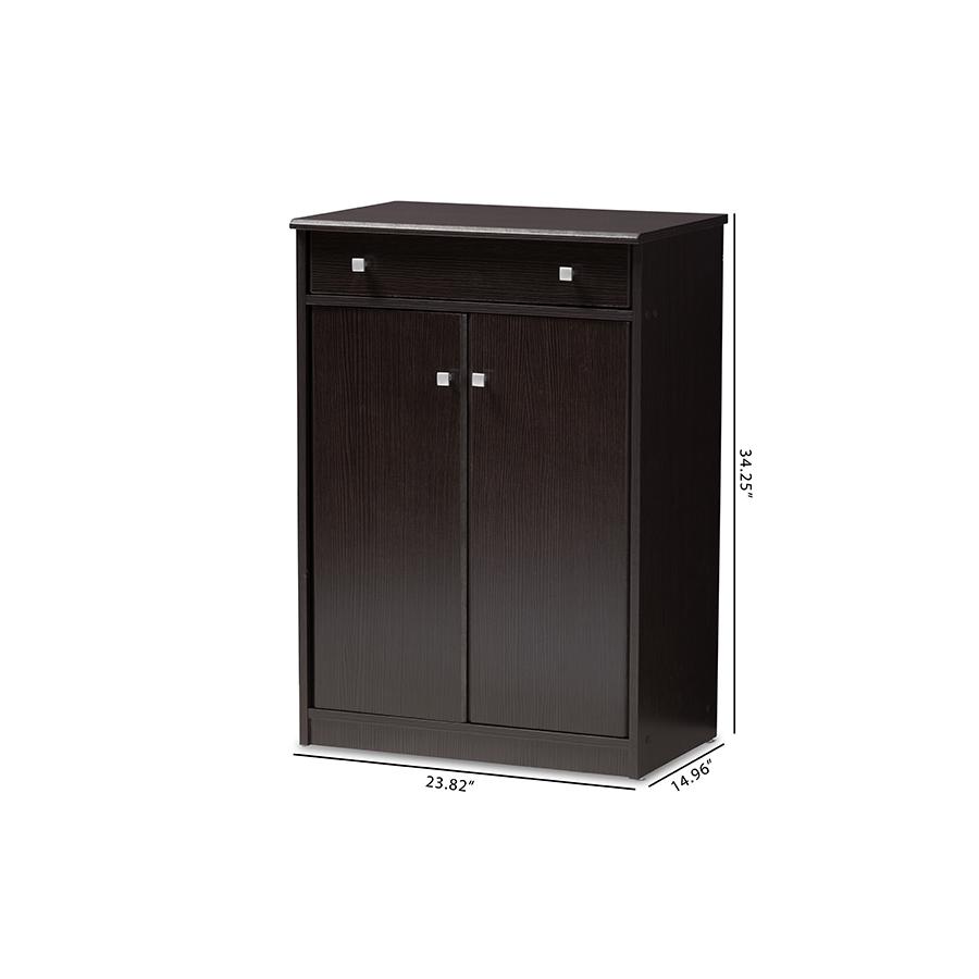 Baxton Studio Dariell Modern and Contemporary Wenge Brown Finished Shoe Cabinet. Picture 10