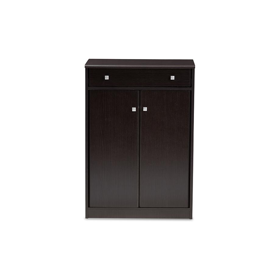 Baxton Studio Dariell Modern and Contemporary Wenge Brown Finished Shoe Cabinet. Picture 3