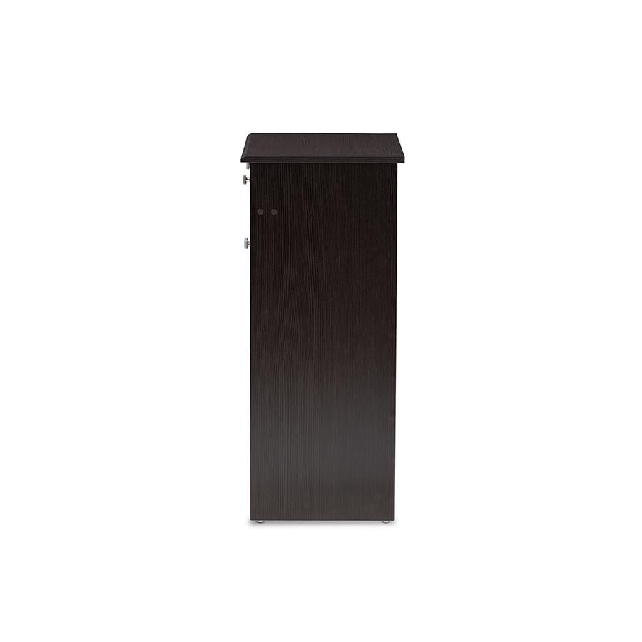 Baxton Studio Dariell Modern and Contemporary Wenge Brown Finished Shoe Cabinet. Picture 4