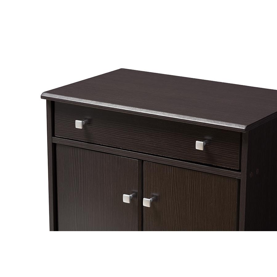 Baxton Studio Dariell Modern and Contemporary Wenge Brown Finished Shoe Cabinet. Picture 5
