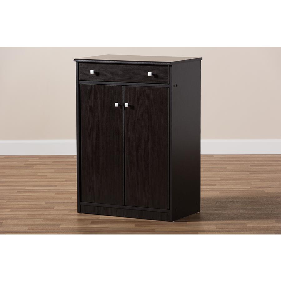 Baxton Studio Dariell Modern and Contemporary Wenge Brown Finished Shoe Cabinet. Picture 9