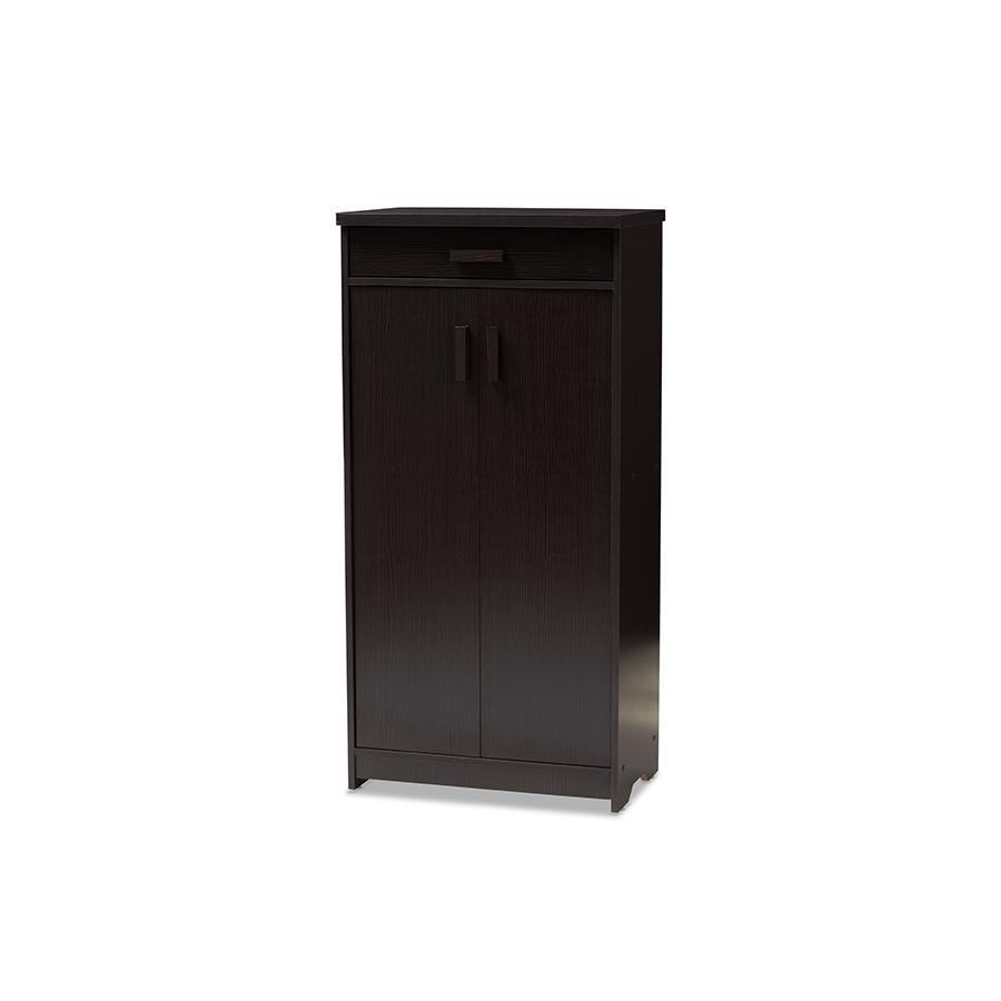Baxton Studio Bienna Modern and Contemporary Wenge Brown Finished Shoe Cabinet. Picture 1
