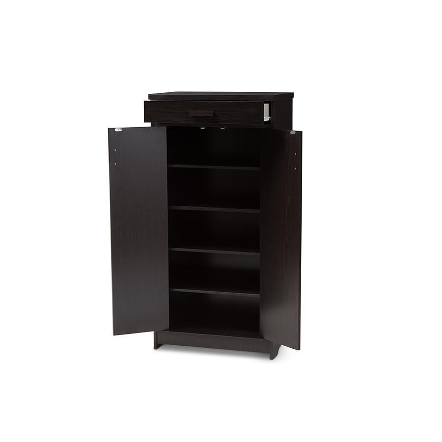 Baxton Studio Bienna Modern and Contemporary Wenge Brown Finished Shoe Cabinet. Picture 2