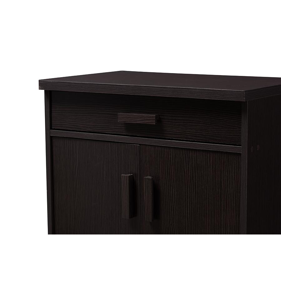 Baxton Studio Bienna Modern and Contemporary Wenge Brown Finished Shoe Cabinet. Picture 5