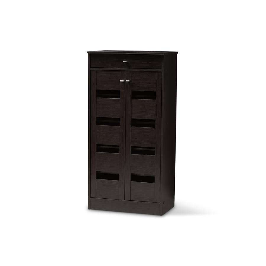 Baxton Studio Acadia Modern and Contemporary Wenge Brown Finished Shoe Cabinet. Picture 1